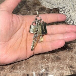 Coach Feather Lock Key Charms Coach Bag Accessory FOUR Charms AUTHENTIC